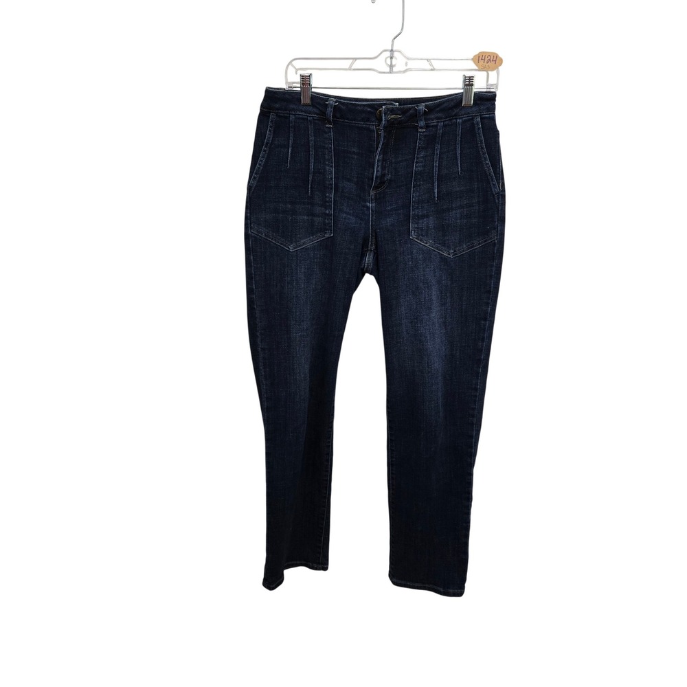 LOGO by Lori Goldstein Dark Wash Boyfriend Jeans Front Pleat Denim Size 6